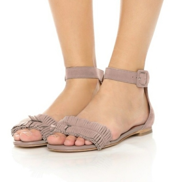 Joie Shoes - Joie Ferris Suede Fringe Ankle Strap Sandal